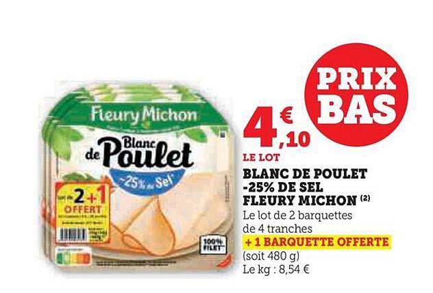 blanc de poulet -25% de sel fleury michon