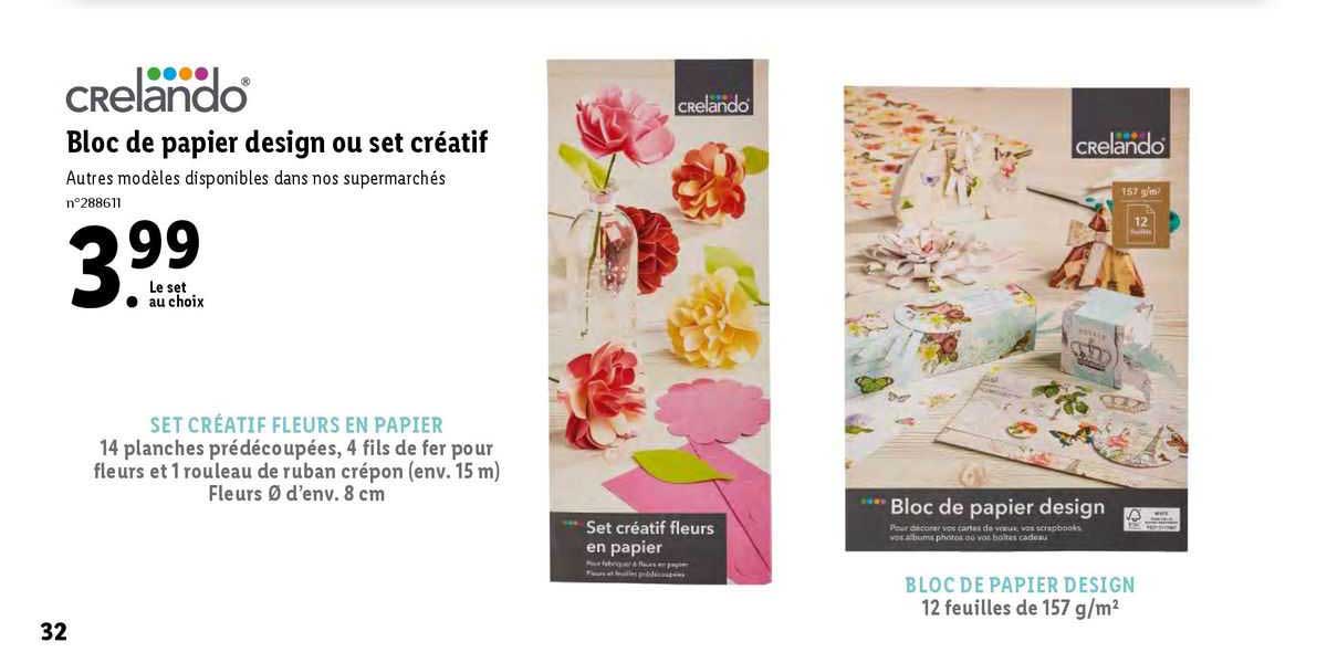 bloc de papier design ou set créatif crelando
