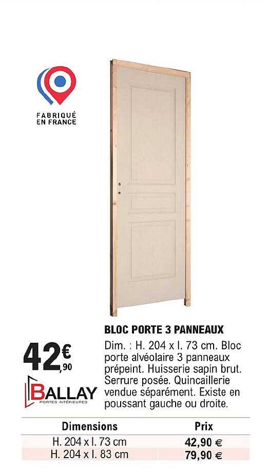 Bloc Porte 3 Panneaux Ballay