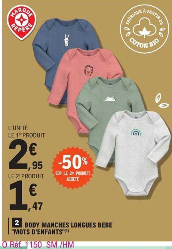 body manches longues bébé mots d'enfants