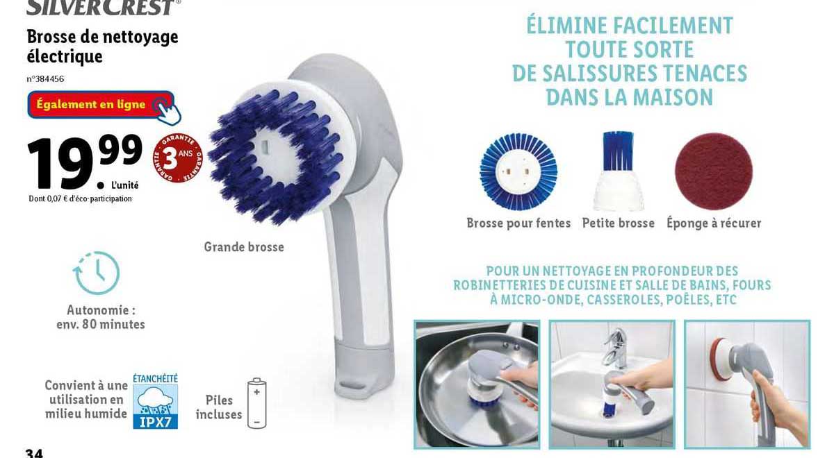 brosse de nettoyage électrique silver crest