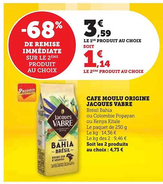 Café Moulu Origine Jacques Vabre