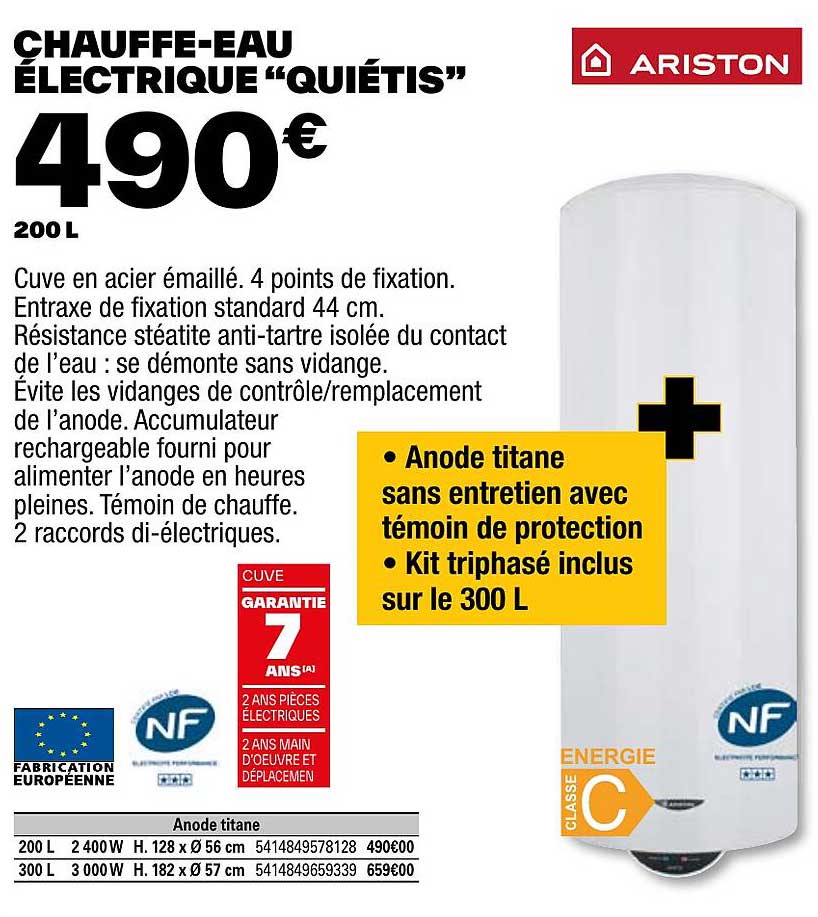 chauffe-eau électrique "quiétis" ariston