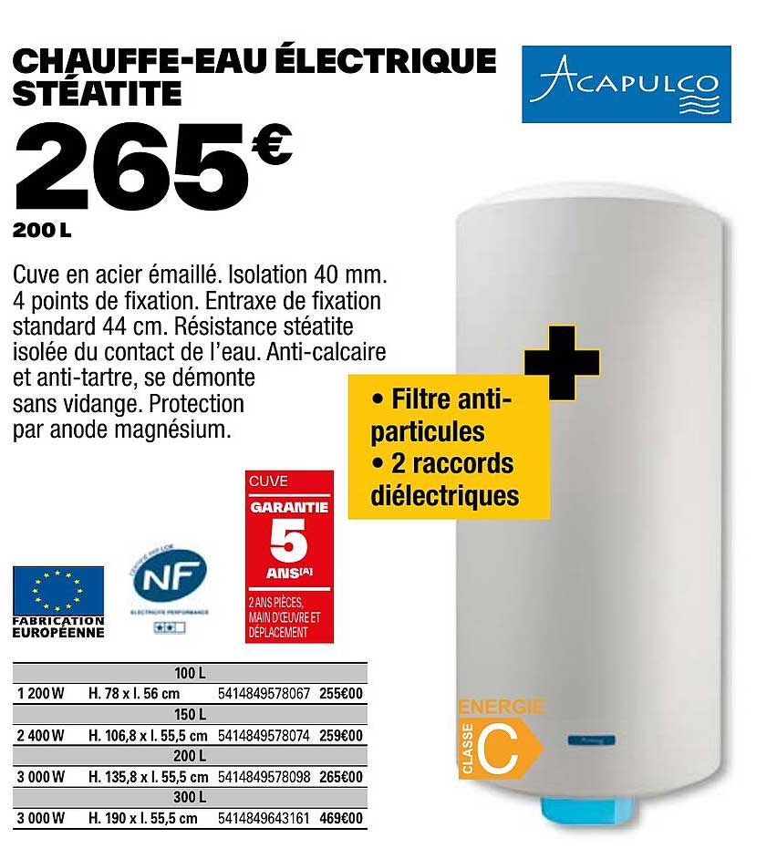 chauffe-eau électrique stéatite acapulco