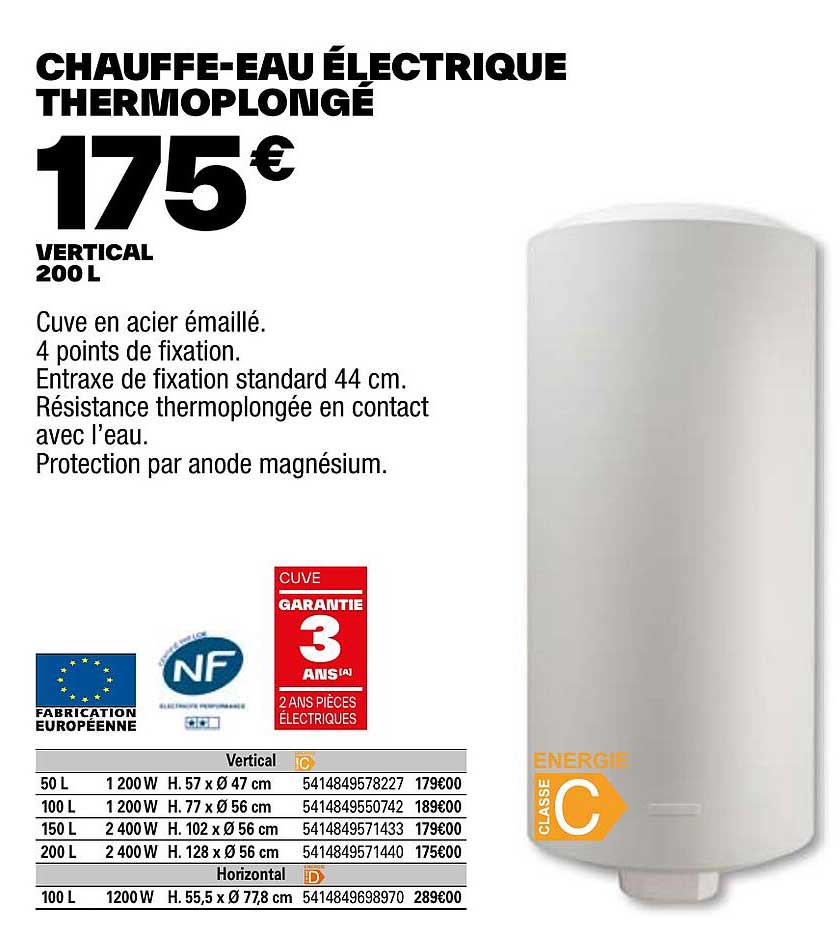 chauffe-eau électrique thermoplongé énergie