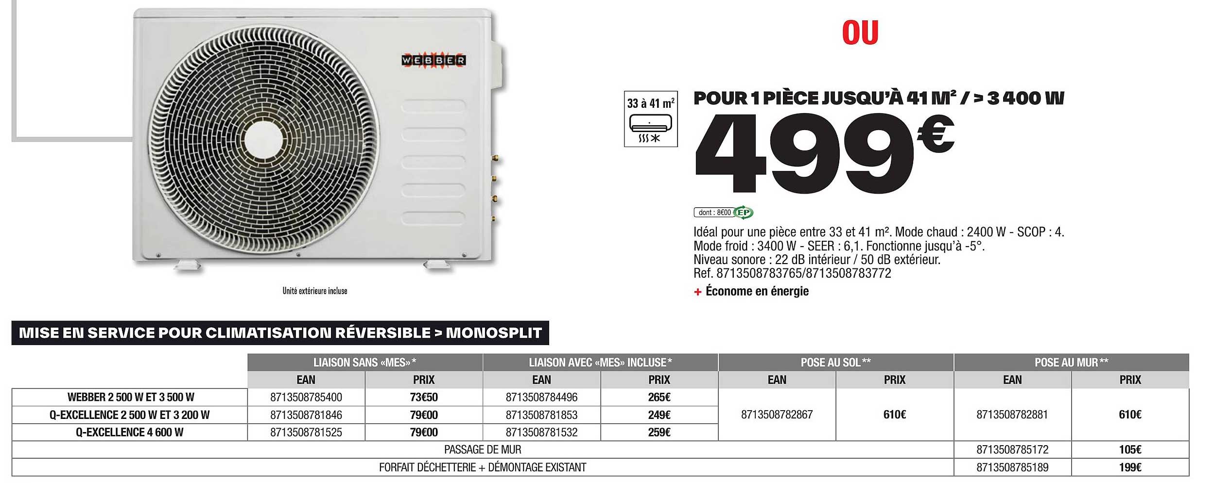 climatisation réversible monosplit webber