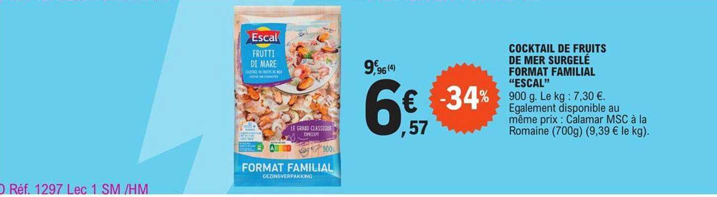 cocktail de fruits de mer surgelé format familial escal