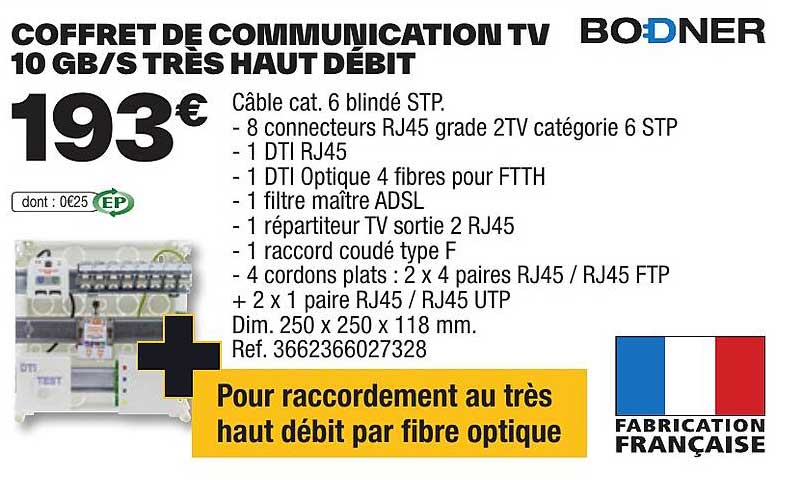 coffret de communication tv 10 gb/s très haut débit bodner
