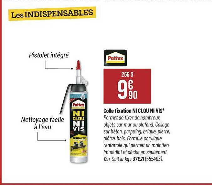 colle fixation ni clou ni vis pattex