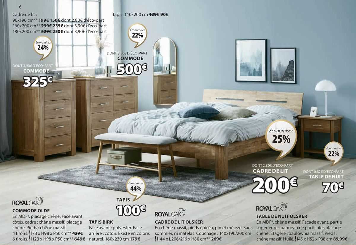 commode olde royaloak, tapis birk, cadre de lit olsker royaloak, table de nuit olsker royaloak