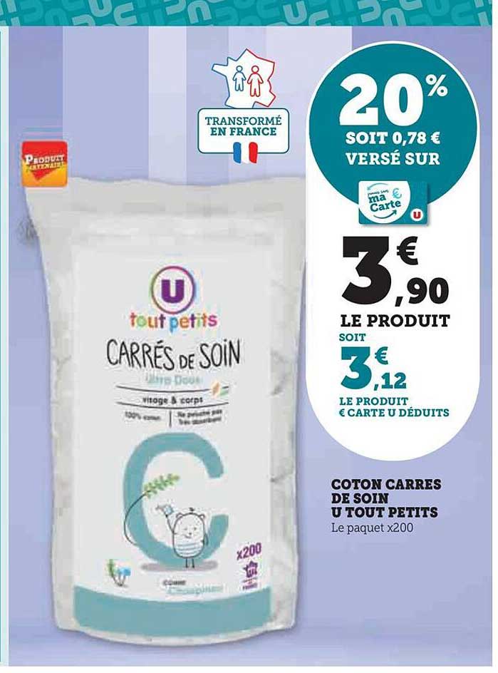 Coton Carrés De Soin U Tout Petits
