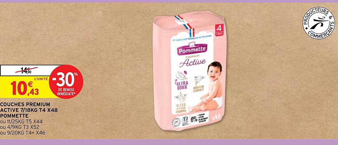 couches premium active 7/18 kg t4 x48 pommette