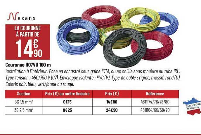 couronne h07vu 100 m nexans