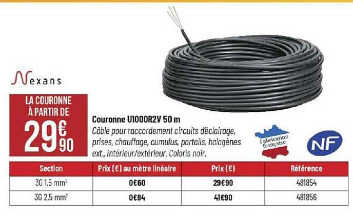 couronne u1000r2v 50 m nexans