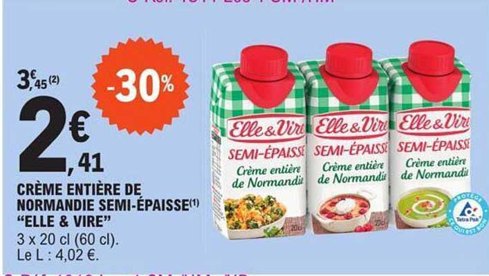 crème entière de normandie semi-épaisse "elle & vire"