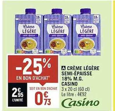 crème légère semi-épaisse  18% m.g. casino
