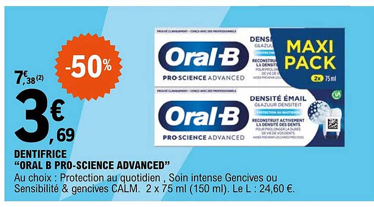 dentifrice oral b pro-science advanced