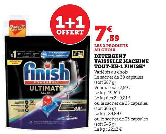 détergent vaisselle machine tout-en-1 finish