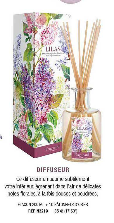 diffuseur flacon 200ml + 10 bâtonnets d'oser