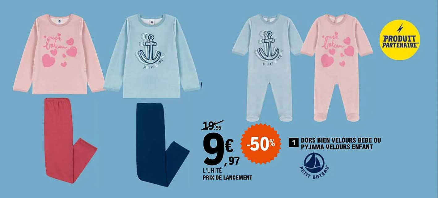 dors bien velours bébé ou pyjama velours enfant petit bateau