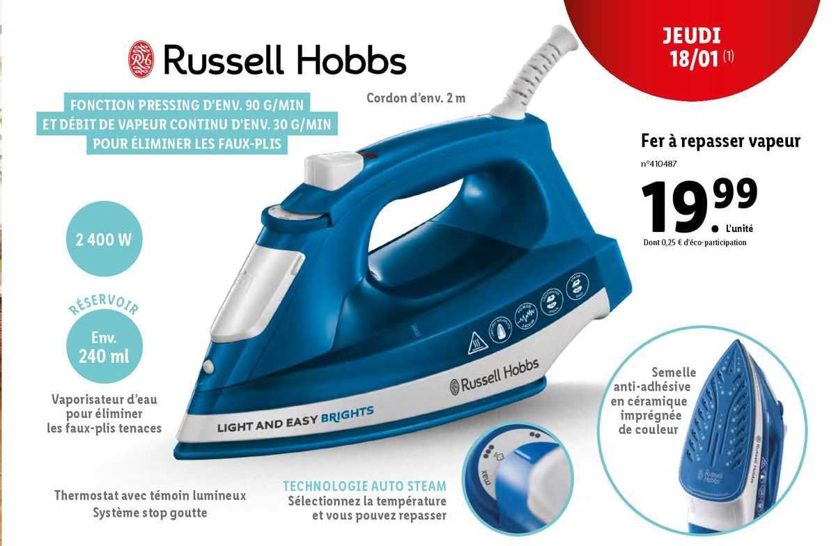fer à repasser vapeur russell hobbs
