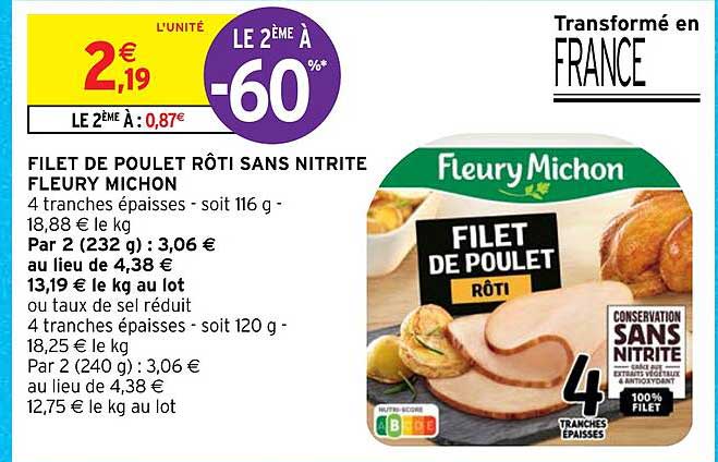 filet de poulet rôti sans nitrite fleury michon