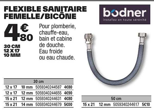 flexible sanitaire femelle / bicône bodner
