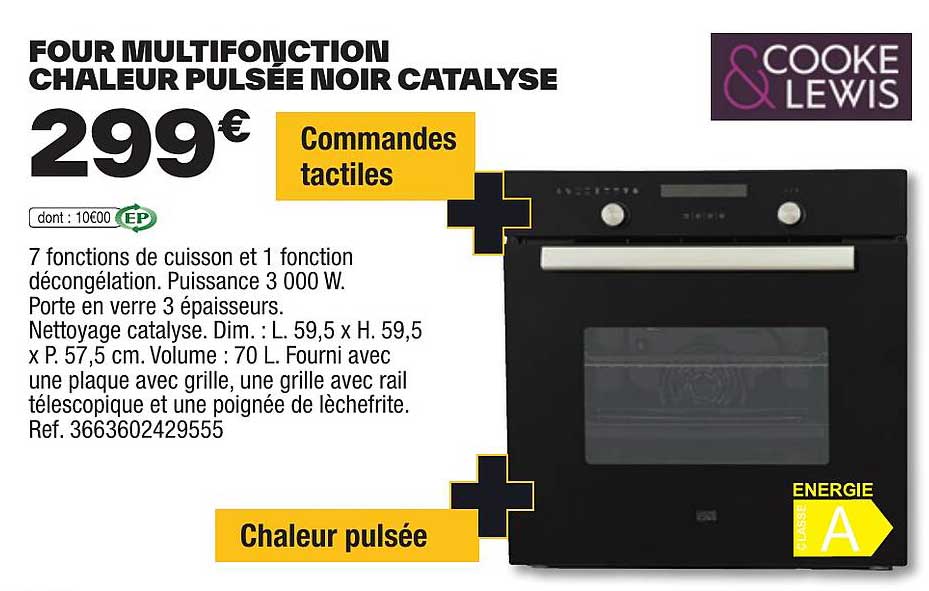 four multifonction chaleur pulsée noir catalyse cooke & lewis
