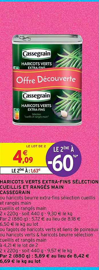haricots verts extra-fins sélection cueillis et rangés main cassegrain