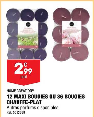 home creation 12 maxi bougies ou 36 bougies chauffe-plat