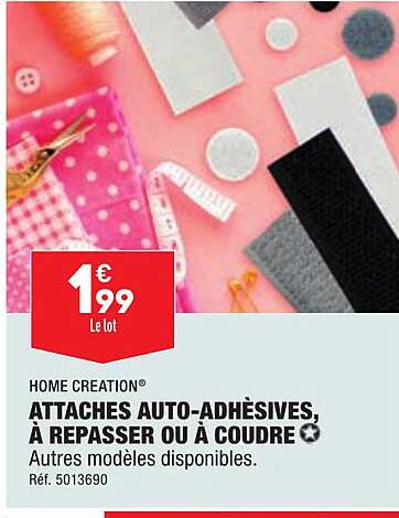 home creation attaches auto-adhèsives à repasser ou à coudre