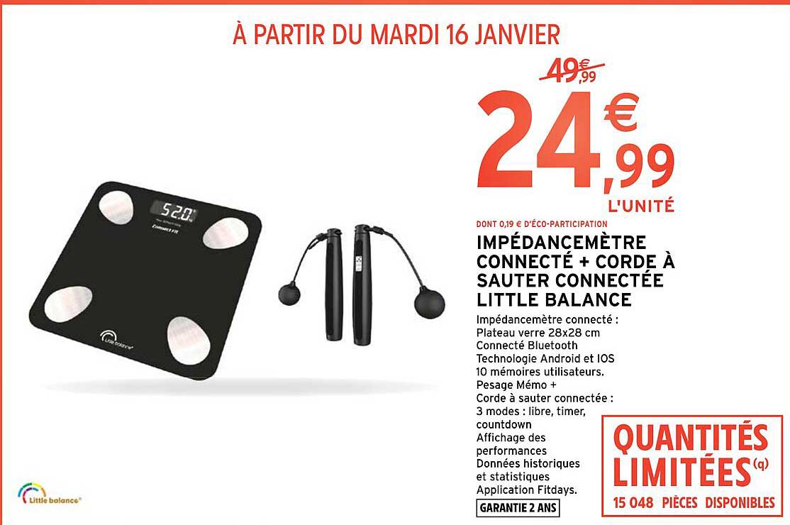 impédancemètre connecté + corde à sauter connectée little balance