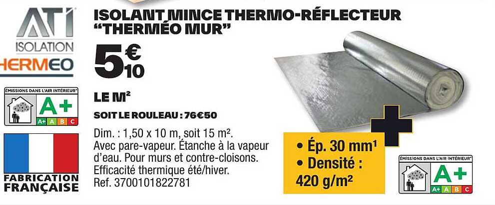 isolant mince thermo-réflecteur "therméo mur"