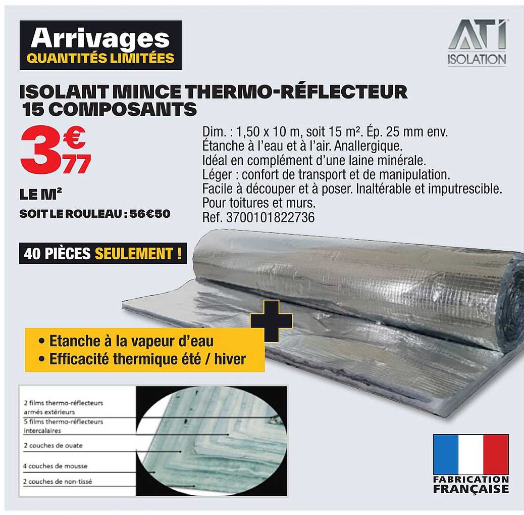isolant mince thermo-réflecteur 15 composants