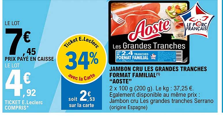 jambon cru les grandes tranches format familial aoste