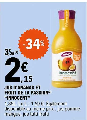 jus d'ananas et fruit de la passion innoncent
