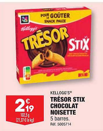 kellogg's trésor stix chocolat noisette