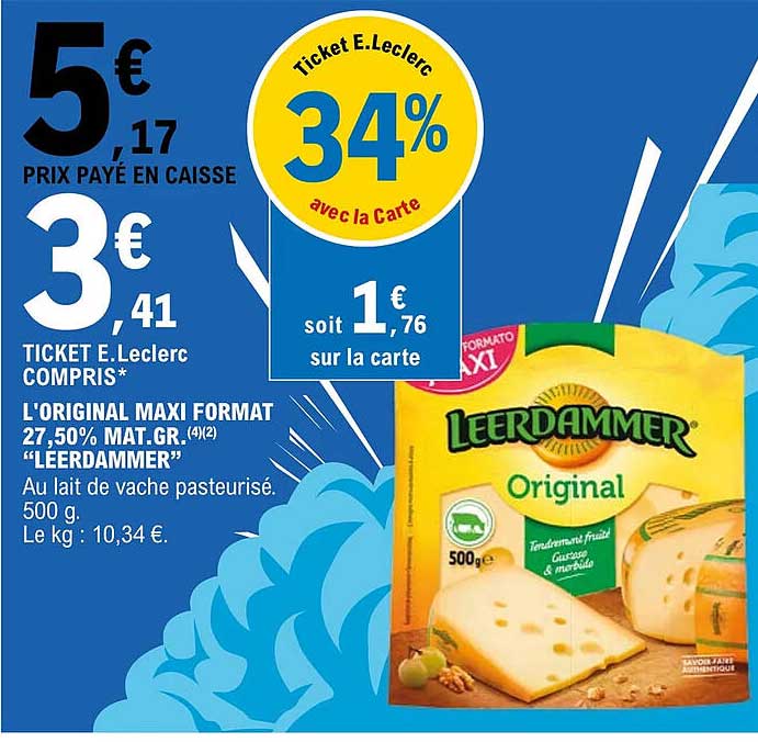 l'original maxi format 27,50% de mat. gr. leerdammer
