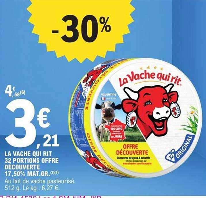 la vache qui rit 32 portions offre découverte 17,50% mat.gr.
