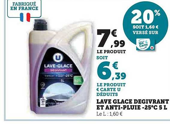 lave glace dégivrant et anti-pluie -25°c 5 l