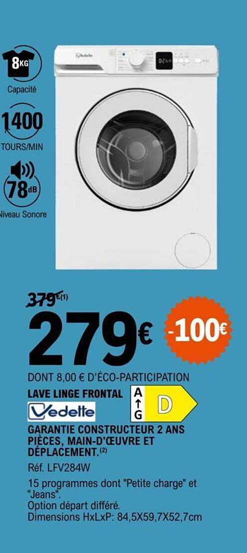 lave linge frontal vedette