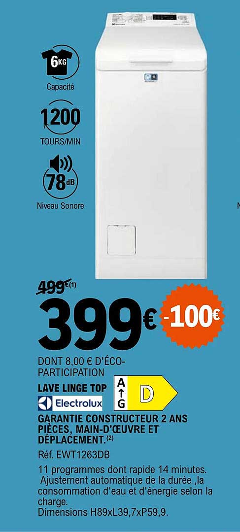 lave linge top electrolux