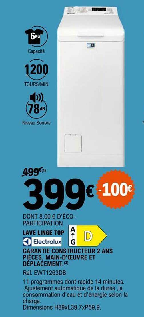 lave linge top electrolux