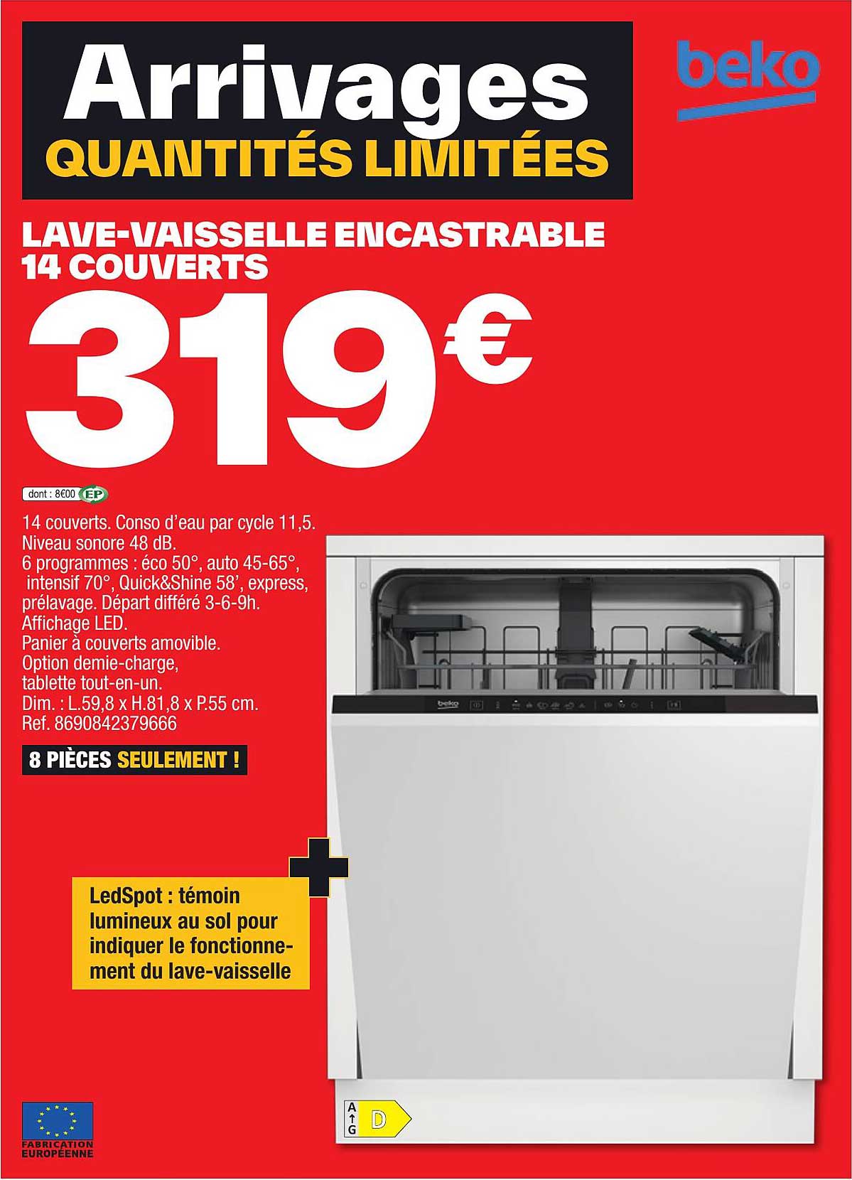 lave-vaisselle encastrable 14 couverts beko
