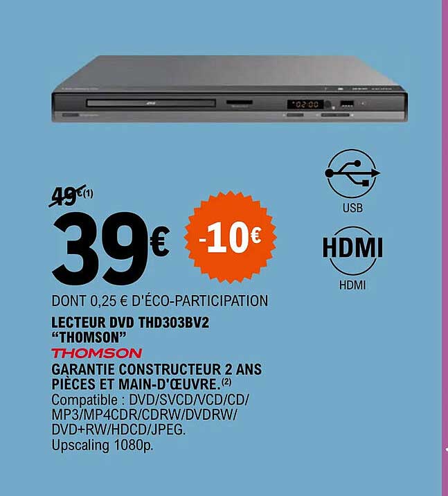 lecteur dvd thd303bv2 "thomson"
