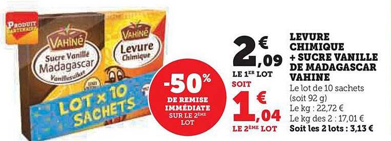 lévure chimique + sucre vanillé de madagascar vahiné