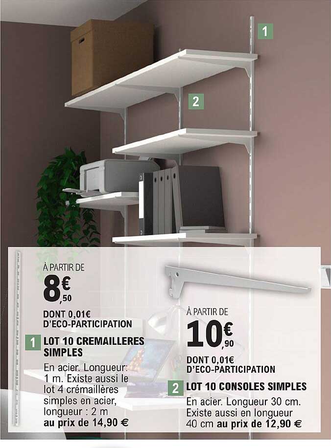 Lot 10 Crémaillères Simples Ou Lot 10 Consoles Simples