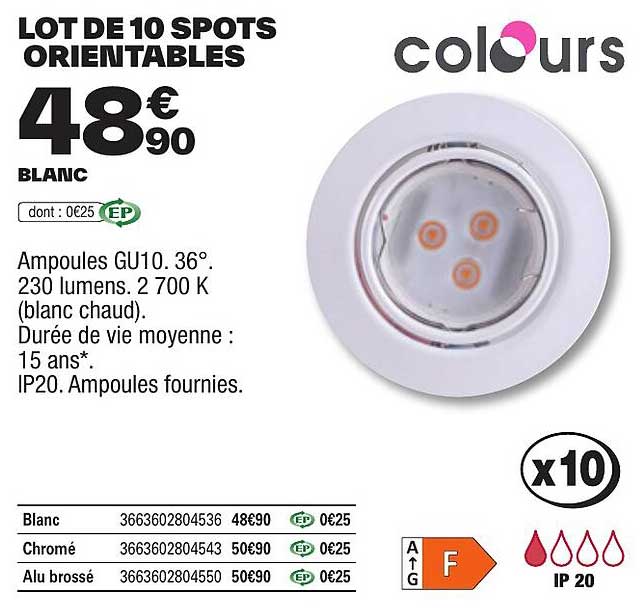 Lot De 10 Spots Orientables Colours