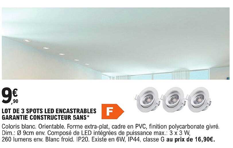 lot de 3 spots led encastrables