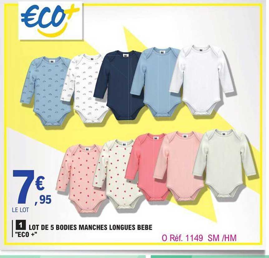 lot de 5 bodies manches longues bébé eco+
